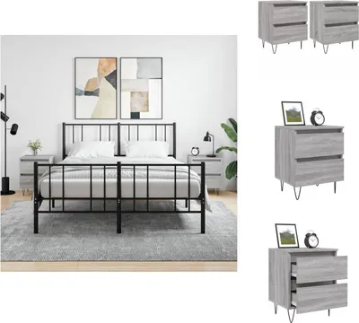 Obrázek produktu pro vidaXL Noční stolky 2 ks. Grey Sonoma 40x35x50 cm Materiál na bázi dřeva - Noční stolky