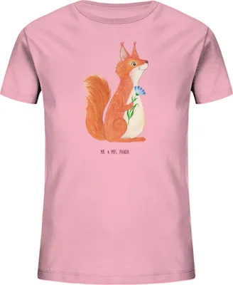 Produktbild von Mr. & Mrs. Panda Kleinkinder T-Shirt Eichhörnchen Blume 5-6 Jahre (110/116) - Baumwolle Pink - Geschenk, Lustige Sprüche, glücklich Spruch, Motivation, Teenager, Eichhorn