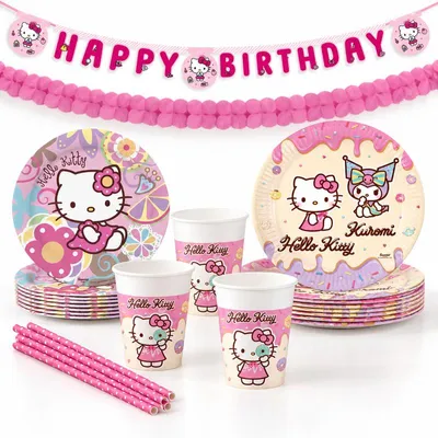 Produktbild von Party Set Hello Kitty Dekoset Kindergeburtstag Geburtstagsdeko Geburtstag Partyset