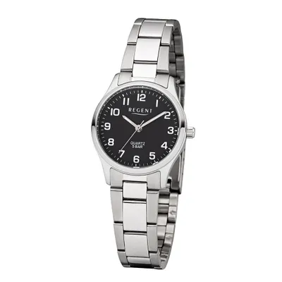 Produktbild von REGENT F-1566 Damenuhr Edelstahl 29 mm Schwarz Metallband 5 BAR