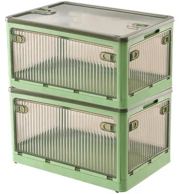 Image de Lot de 2 boîtes de rangement avec couvercle et roulettes, capacité de 28 litres