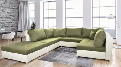 Obrázek produktu pro Rozkládací sedací souprava do U s taburetem AURORA 1 - khaki / krémová