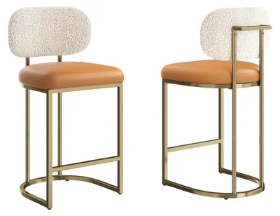 Productafbeelding van Set van 2 barkrukken met rugleuning, zithoogte 63 cm, geel-goud