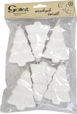 Imagen del producto de Adornos navideños blancos de poliestireno, 7 cm - Juego de 6 unidades