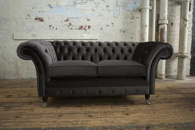 Produktbild von Edles Design Samt Chesterfield Couch Textil  Stoff Sofa  Designer 2 Sitzer Möbel