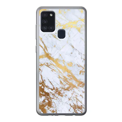 Produktbild von MuchoWow® Handyhülle Schutzhülle Hülle für Samsung Galaxy A21s Marmor - Gold - Weiß - Luxe - Marmoroptik - Glitzer Silikon Softcase Handy Hülle - Hartschale