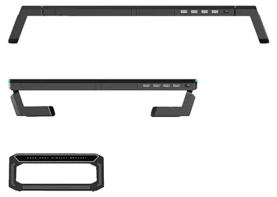 Obrázek produktu pro Stojan na monitor, RGB osvětlení, USB porty, černý