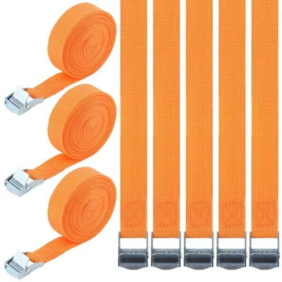 Immagine prodotto di Cinghie di sollevamento, lunghezza 5 metri, larghezza 25 mm, confezione da 10 pezzi, alta resistenza fino a 600 libbre, colore arancione