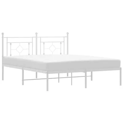 Image de vidaXL Cadre de lit avec tête de lit en métal blanc 150x200 cm