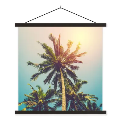 Produktbild von MuchoWow® Textilposter Palme - Sommer - Tropisch - Sonne 60x60 cm mit schwarzem Rahmen - Posteraufhänger