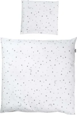 Produktbild von roba Wiegenbettwäsche 2-tlg, Wiegenset ‚Sternenzauber grau', Baby Bettwäsche 80 x 80 cm, 100 % Baumwolle