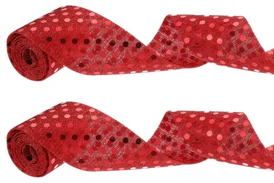 Glitzerband 2 Rollen, 38 mm x 0,9 m, rot, Polyester
