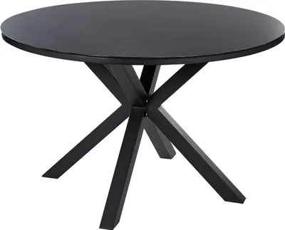 Produktbild von BELIANI Gartentisch Schwarz Aluminium ⌀ 120 cm für 4 Personen Keramikglasplatte Rund X-Beine Outdoor Terrasse Balkon Möbel Garten Ausstattung