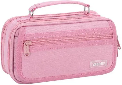 Image de Grande trousse pour filles/garçons, organiseur à 3 compartiments, grande trousse pour enfants/adultes/école/travail, rose