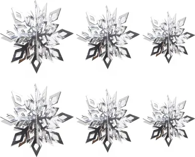 Produktbild von 6 Stück Weihnachtsschneeflocken-Ornamente, große, schillernde 3D-Papierschneeflocken zum Aufhängen für Winterwunderland, Weihnachtsfeiern, Feiertage, Silvester, Heimdekoration