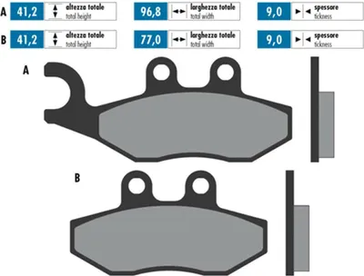 Produktbild von POLINI ORIGINAL Bremsbelag-Paar 41,2x96,8x9/41,2x77x9 mm
