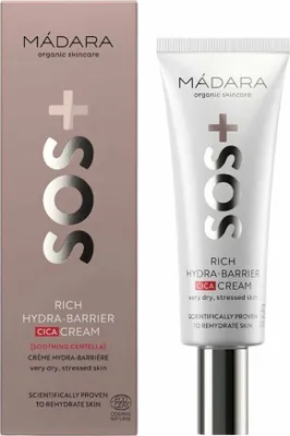 Produktbild von MÁDARA Cosmetics SOS Rich Hydra-Barrier CICA Cream, Tagescreme, Frauen, Sehr trockene Haut, Gesicht, Anti-Aging, Feuchtigkeitsspendend, Feuchtigkeitsspendend, Nährend, Reparatur, Beruhigend, 40 ml