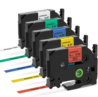 Produktbild von Phomemo 5x Kompatibel mit Brother P-Touch 9 mm TZ-221 TZ-421 TZ-521 TZ-621 TZ-721 für TZe Schriftband PT-H100LB PT-H105 PT-E100 PT-D200 PT-D210