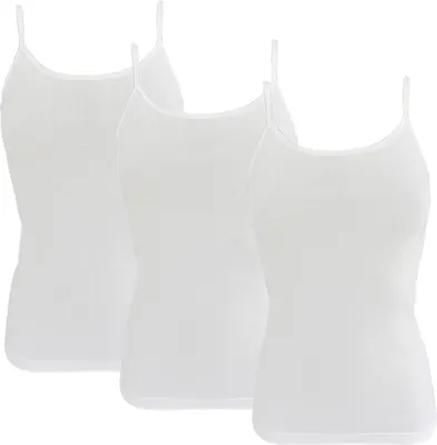 Produktbild von HERMKO 1560 3er Pack Damen Träger Top - 100% Baumwolle, Unterhemd in Feinripp-Qualität - Weich, Strapazierfähig & Vielseitig für jeden Look, Farbe:weiß, Größe:44/46 (L)