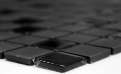 Produktbild von Handmuster Mosaik Fliese Keramik schwarz unglasiert Glas MOS18-CUG70_m