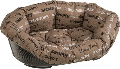 Obrázok produktu pre Košík pre mačky a psov z plastu s vankúšom, 52 x 39 x 21 cm, čierny, protišmykový, Ferplast