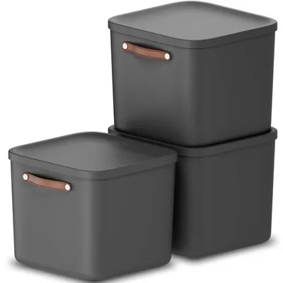 Produktbild von Rotho 3er-Set Aufbewahrungsbox 40L Maloja - Kunststoffbox mit Deckel - Stapelbox 39,5 x 38,0 x 34,0 cm - Plastikbox Ordnungsbox Allzweckkiste