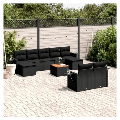 Produktbild von Gartenmöbel-Set mit 10 Kissen aus Polyrattan in Schwarz