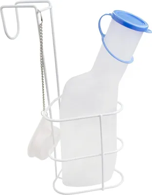 Produktbild von Medi-Inn Urinflasche PP 1000 ml für Männer milchig | mit Betthalter