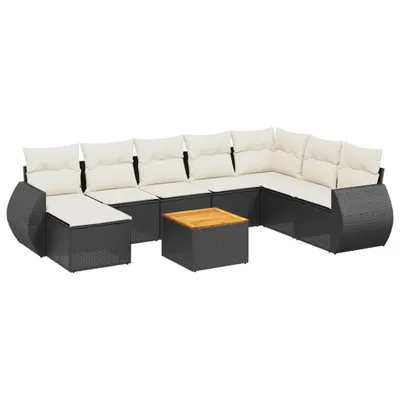 Zdjęcie produktu dla vidaXL 9-częściowa sofa ogrodowa z poduszkami z czarnego polirattanu