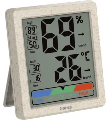 Produktbild von Hama Ponza, Drinnen, Temperatur- & Feuchtigkeitssensor, Freistehend, -10 - 50 °C, 20 - 95%, Kunststoff, Weizen