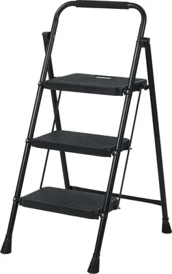 Obrázok produktu pre Evila Originals, kvalitné skladacie rebríky vyrobené zo 100% ocele, čierna farba, nosnosť 150 kg