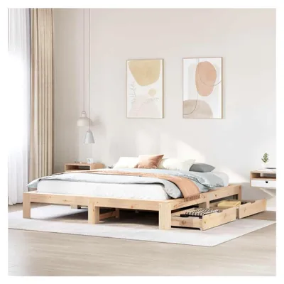 Produktbild von Bettgestell ohne Matratze 200x200 cm aus massivem Kiefernholz