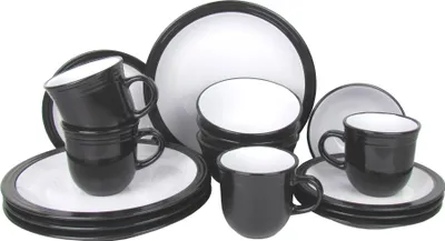 Produktbild von Retsch Arzberg Kombigeschirrset Camden 16tlg. Platzsparend, Spülmaschinengeeignet, Mikrowellengeeignet, Widerstandsfähig (Schwarz)