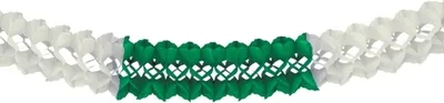 Produktbild von Girlande, Papier Ø 16 cm · 4 m grün/weiss schwer entflammbar