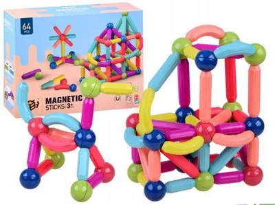 Zdjęcie produktu dla Klocki magnetyczne edukacyjne 64szt