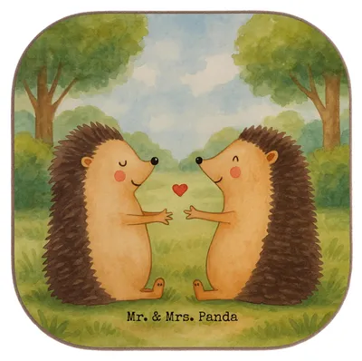 Produktbild von Mr. & Mrs. Panda Untersetzer für Gläser Igel Liebe Design - Weiß - Geschenk, Tischschoner, bieruntersetzer, gläseruntersetzer, Verheiratet, Coaster, Freundin