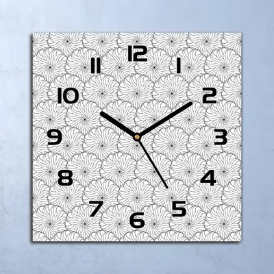 Produktbild von Wanduhr Echt-Glas-Küchenuhr Geometrische Blumen Quarz 30x30 Deko Bilder