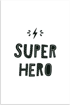 Produktbild von MuchoWow® Poster Kinder - Superhelden - Schwarz - Weiß - Jungen - Mädchen - Baby - Kind 40x60 cm - Plakate für die Wand - Poster Babyzimmer