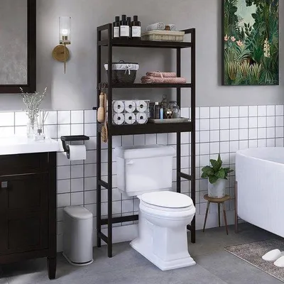 Produktbild von Platzsparendes Bambus Toilettenregal mit 3 verstellbaren Ablagen