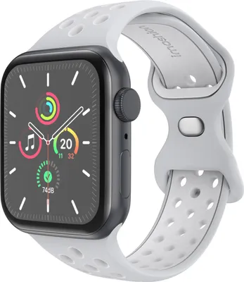 Image de Bracelet imoshion Silicone Sport⁺ pour Apple Watch | 44/45/46/49 mm - Taille S/M - Gris & Blanc