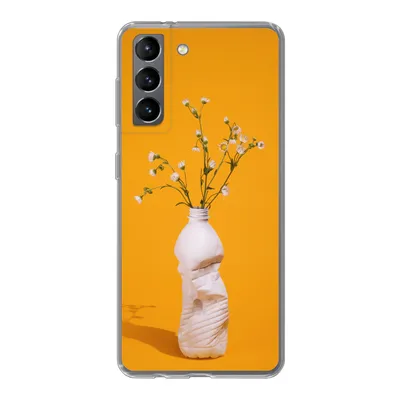 Produktbild von MuchoWow® Handyhülle Schutzhülle Hülle für Samsung Galaxy S21 Flasche - Blumenstrauß - Gelb Silikon Softcase Handy Hülle - Softcase