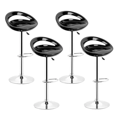 Produktbild von Barhocker 4er-Set Barstuhl höhenverstellbar aus ABS 360°drehbar mit Fußstütze Schwarz
