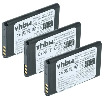 Produktbild von vhbw 3x Akku kompatibel mit AVM Fritz!Fon X6, Fritz!Fon C6 DECT, Fritz!Fon C6 Handy Smartphone Telefon (900 mAh, 3,7 V, Li-Ion)