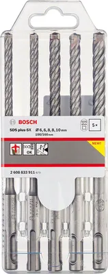 Obrázok produktu pre Bosch 2 608 833 911, Rotačné kladivo, Hammer drill bit, Betón, karbid volfrámu (TC), SDS Plus, Nerezová oceľ