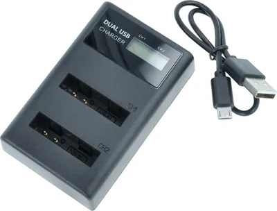Produktbild von vhbw Dual Micro-USB + USB-C Ladegerät kompatibel mit Canon Digital Ixus 200 IS, 210, 95 IS Kamera - Ladeschale + Micro-USB Kabel Ladeanzeige + Display