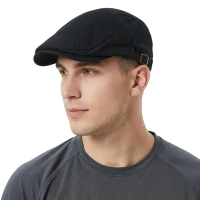 Productafbeelding van Herrenflatte, zomer, katoen, zwart, verstelbaar, 55-60 cm