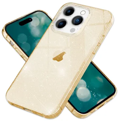 Zdjęcie produktu dla Etui z brokatem do iPhone'a 15 Pro Bling Case przezroczyste silikonowe etui na telefon komórkowy Torba ochronna złota