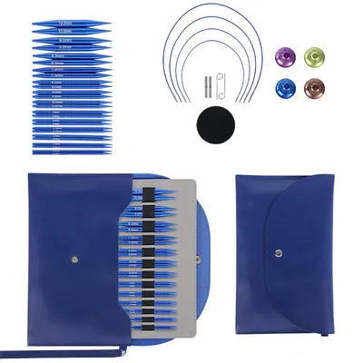 Produktbild von Rundstricknadeln Set – Aluminium Nadeln mit flexiblen Kabeln & Aufbewahrungstasche, ideal für Socken, Schals & Decken