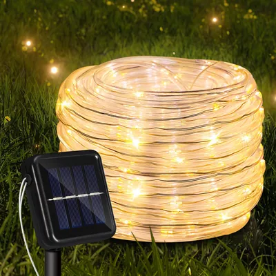 Produktbild von Peviasot Solar LED Lichterkette ,Außen Garten Balkon Terrasse, mit Solarpanel und Erdspieß 20m Warmweiß