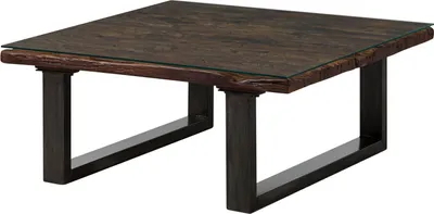 Image de MASSIVMOEBEL24 | Table basse 100x100x42 en bois de récupération marron laqué SEVILLA #28